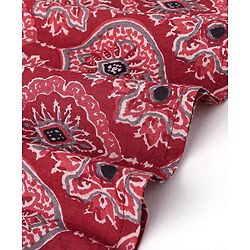 Babyhug Cotton Full Sleeves Ethnic Block Printed Kurta & Dhoti Set  - Red
