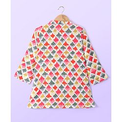 Babyhug Cotton Woven Ikkat Print Full Sleeves Kurta and Pajama Set - Red