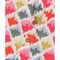 Babyhug Cotton Woven Ikkat Print Full Sleeves Kurta and Pajama Set - Red