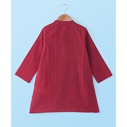 Babyhug 100% Cotton Woven Full Sleeves Dobby Kurta Pyjama Set - Red