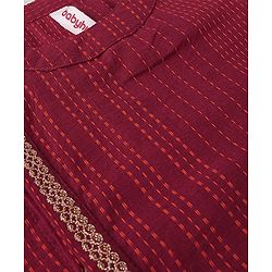 Babyhug 100% Cotton Woven Full Sleeves Dobby Kurta Pyjama Set - Red