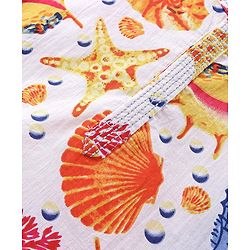 Babyhug Cotton Woven Kurta with Dhoti Set Sea Life Print - White & Yellow