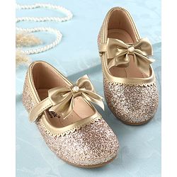 Cute Walk by Babyhug Velcro Closure Bellies with Bow - Golden