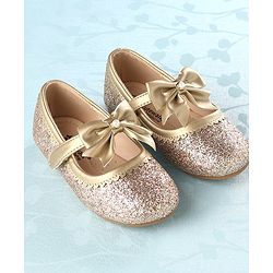 Cute Walk by Babyhug Velcro Closure Bellies with Bow - Golden