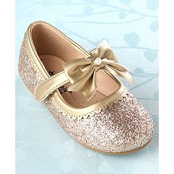 Cute Walk by Babyhug Velcro Closure Bellies with Bow - Golden