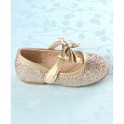 Cute Walk by Babyhug Velcro Closure Bellies with Bow - Golden