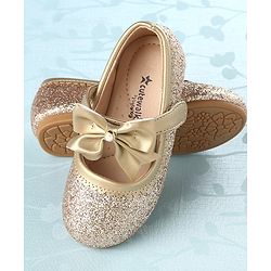 Cute Walk by Babyhug Velcro Closure Bellies with Bow - Golden