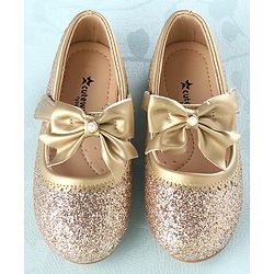Cute Walk by Babyhug Velcro Closure Bellies with Bow - Golden