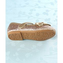 Cute Walk by Babyhug Party Wear Velcro Closure Belly Shoes Bow Appliques - Golden