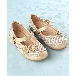 Cute Walk By Babyhug Bellies With Velcro Closure Floral Applique - Golden