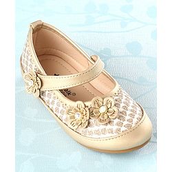 Cute Walk By Babyhug Bellies With Velcro Closure Floral Applique - Golden