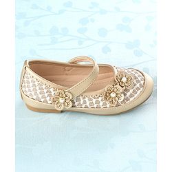 Cute Walk By Babyhug Bellies With Velcro Closure Floral Applique - Golden