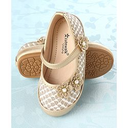 Cute Walk By Babyhug Bellies With Velcro Closure Floral Applique - Golden