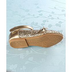 Cute Walk by Babyhug Front Strap Closure Bellies with Flower Applique and Embellishments - Golden
