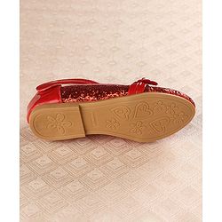 Cute Walk by Babyhug Front Strap Closure Bellies with Flower Applique and Embellishments - Red