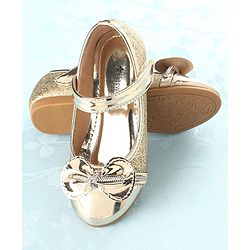 Cute Walk by Babyhug Front Strap Closure Bellies with Bow Applique - Golden