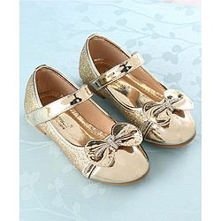 Cute Walk by Babyhug Front Strap Closure Bellies with Bow Applique - Golden