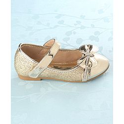 Cute Walk by Babyhug Front Strap Closure Bellies with Bow Applique - Golden