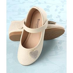 Cute Walk by Babyhug Velcro Closure Bellies with Heart Applique - Beige