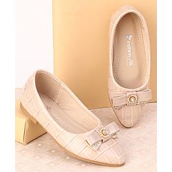 Cute Walk by Babyhug Slip On Bellies with Bow - Beige