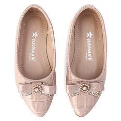Cute Walk by Babyhug Slip On Bellies with Bow - Beige