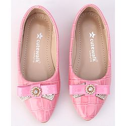 Cute Walk by Babyhug Slip On Bellies with Bow - Beige