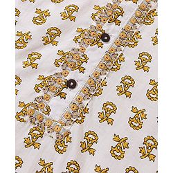 Babyhug Cotton Full Sleeves Kurta & Dhoti Set Floral Printed - Off White