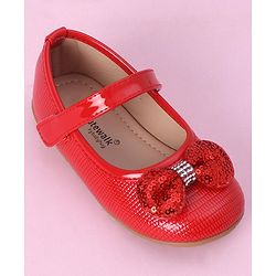 Cute Walk by Babyhug Sequined & Bow Applique Bellies with Velcro Closure - Red