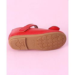 Cute Walk by Babyhug Sequined & Bow Applique Bellies with Velcro Closure - Red