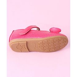 Cute Walk by Babyhug Sequined & Bow Applique Bellies with Velcro Closure - Fuchsia