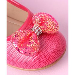 Cute Walk by Babyhug Sequined & Bow Applique Bellies with Velcro Closure - Fuchsia