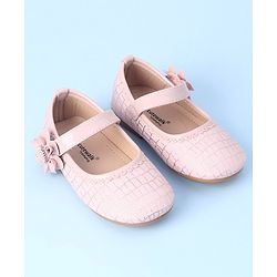 Cute Walk by Babyhug Velcro Closure Bellies with Floral Applique & Checked Pattern - Pink