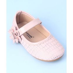 Cute Walk by Babyhug Velcro Closure Bellies with Floral Applique & Checked Pattern - Pink
