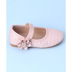 Cute Walk by Babyhug Velcro Closure Bellies with Floral Applique & Checked Pattern - Pink