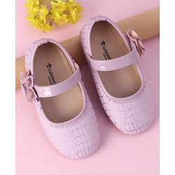 Cute Walk by Babyhug Velcro Closure Bellies with Floral Applique & Checked Pattern - Pink