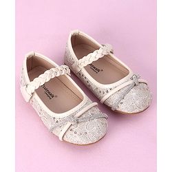 Cute Walk by Babyhug Velcro Closure Bellies with Sequins & Stonework - Beige