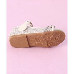 Cute Walk by Babyhug Velcro Closure Bellies with Sequins & Stonework - Beige