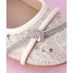 Cute Walk by Babyhug Velcro Closure Bellies with Sequins & Stonework - Beige