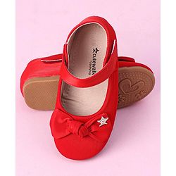Cute Walk by Babyhug Bellies with Velcro Closure & Bow Applique - Red