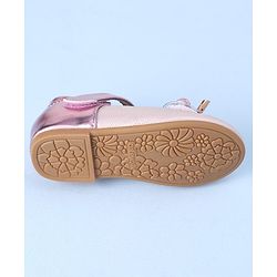 Cute Walk by Babyhug Velcro Closure Shimmer Striped Bellies with Bow Applique - Pink