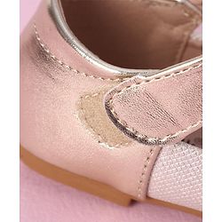 Cute Walk by Babyhug Velcro Closure Shimmer Striped Bellies with Bow Applique - Pink