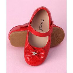 Cute Walk by Babyhug Velcro Closure Bellies with Bow Applique - Red