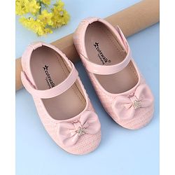 Cute Walk by Babyhug Velcro Closure Bellies with Bow Applique - Pink