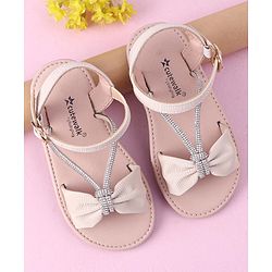 Cute Walk by Babyhug Buckle Closure Sandal with Bow & Stud Detailing - Beige