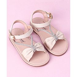 Cute Walk by Babyhug Buckle Closure Sandal with Bow & Stud Detailing - Beige