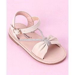 Cute Walk by Babyhug Buckle Closure Sandal with Bow & Stud Detailing - Beige