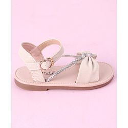 Cute Walk by Babyhug Buckle Closure Sandal with Bow & Stud Detailing - Beige