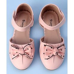 Cute Walk by Babyhug Velcro Closure Bellies with Bow Applique - Pink