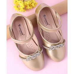 Cute Walk by Babyhug Velcro Closure Shimmer Solid Bellies - Golden