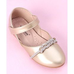 Cute Walk by Babyhug Velcro Closure Shimmer Solid Bellies - Golden